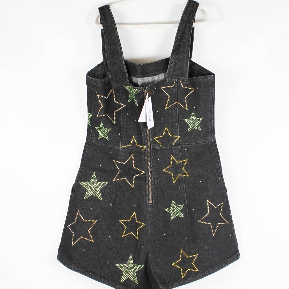 CLEARANCE Nasty Gal Star Hotfix Denim Playsuit, NWT, Size 8 - Picture 6 of 9